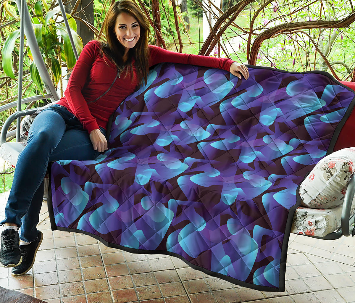 Blue Abstract Spirit Print Quilt