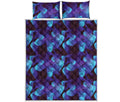Blue Abstract Spirit Print Quilt Bed Set