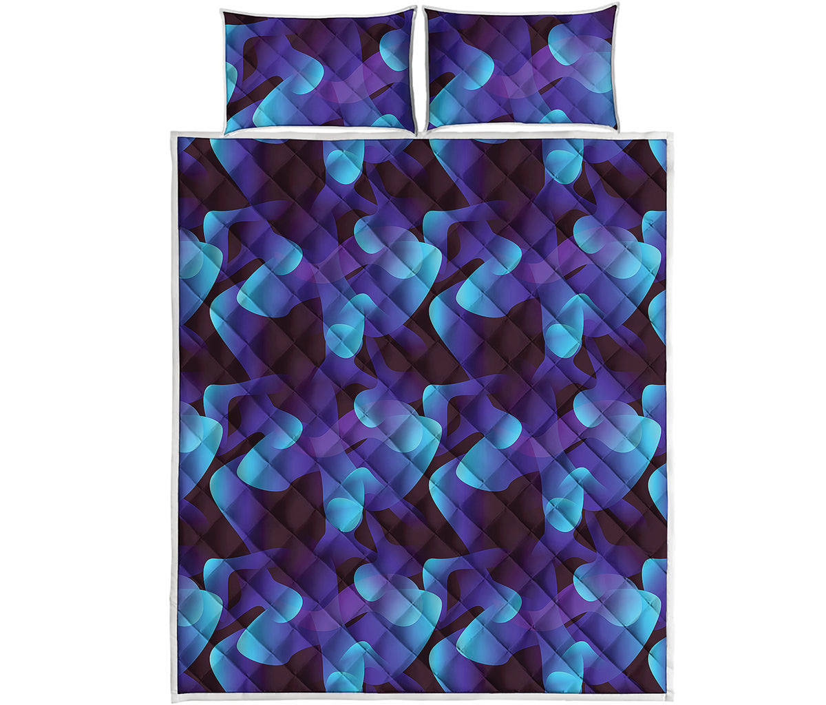 Blue Abstract Spirit Print Quilt Bed Set