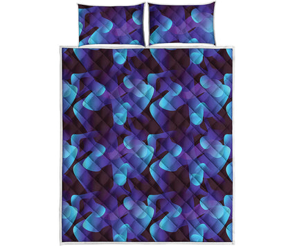 Blue Abstract Spirit Print Quilt Bed Set