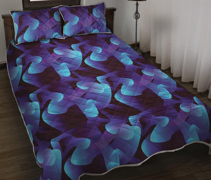 Blue Abstract Spirit Print Quilt Bed Set