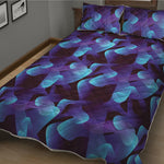 Blue Abstract Spirit Print Quilt Bed Set