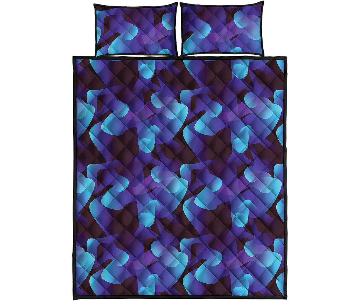 Blue Abstract Spirit Print Quilt Bed Set