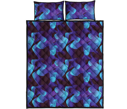 Blue Abstract Spirit Print Quilt Bed Set
