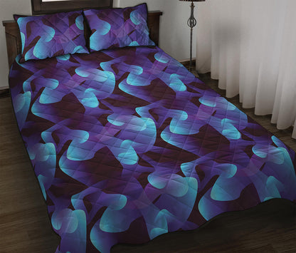 Blue Abstract Spirit Print Quilt Bed Set