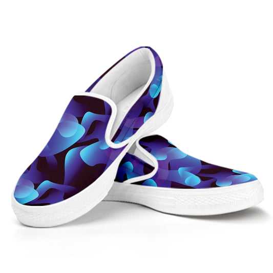 Blue Abstract Spirit Print White Slip On Shoes