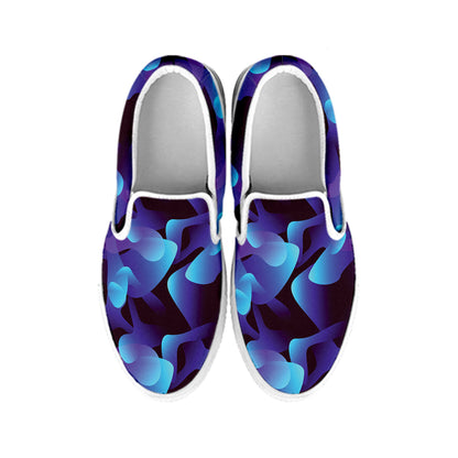Blue Abstract Spirit Print White Slip On Shoes