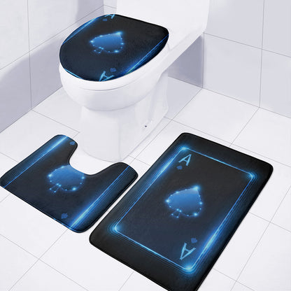Blue Ace Card Print 3 Piece Bath Mat Set