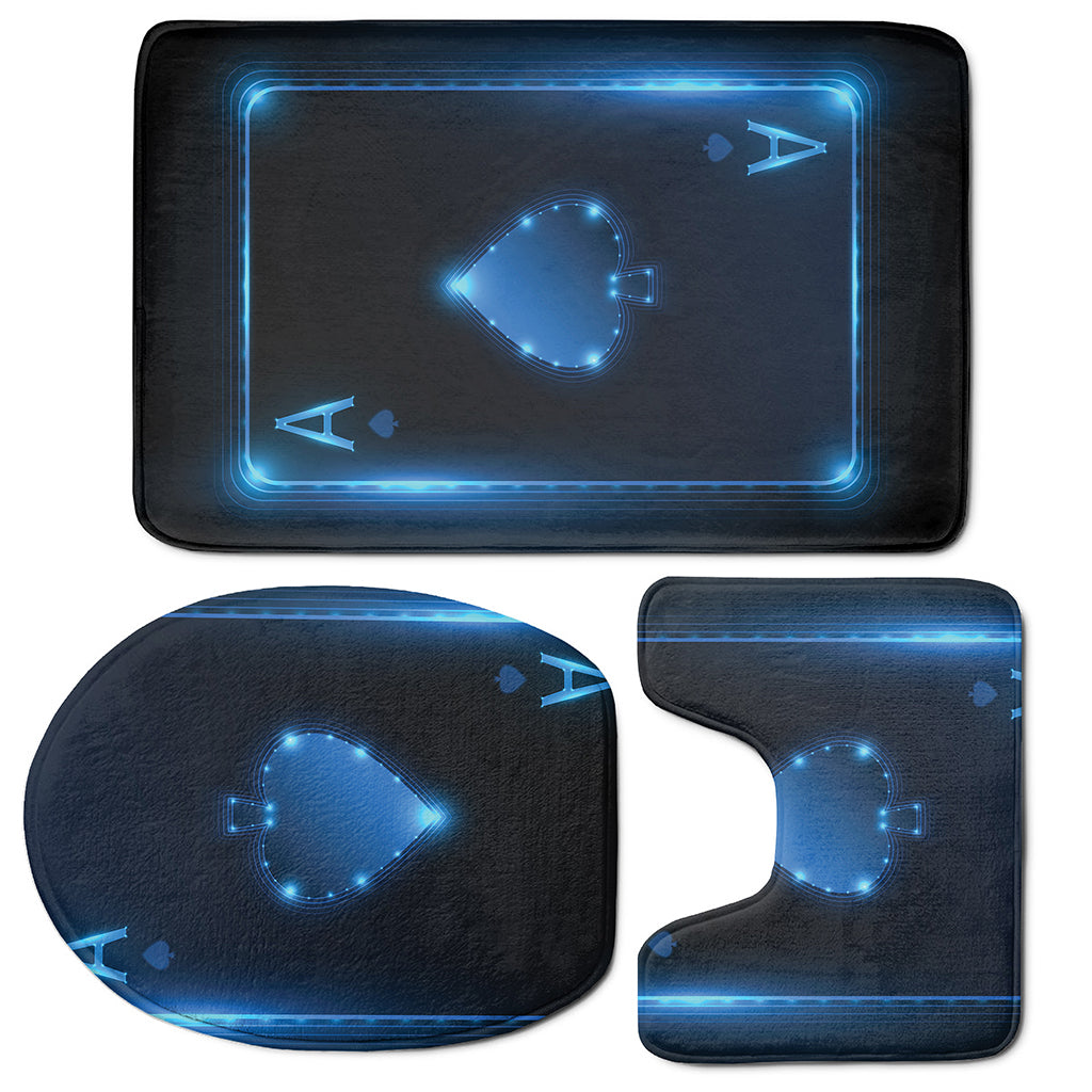Blue Ace Card Print 3 Piece Bath Mat Set