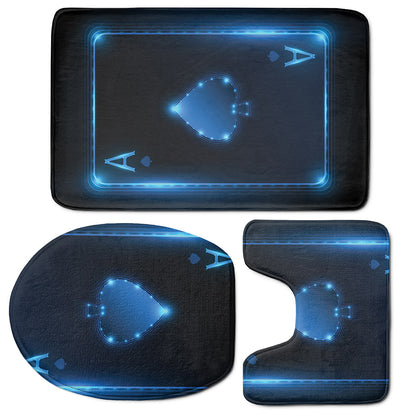 Blue Ace Card Print 3 Piece Bath Mat Set