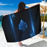 Blue Ace Card Print Beach Sarong Wrap