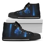 Blue Ace Card Print Black High Top Shoes