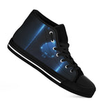 Blue Ace Card Print Black High Top Shoes