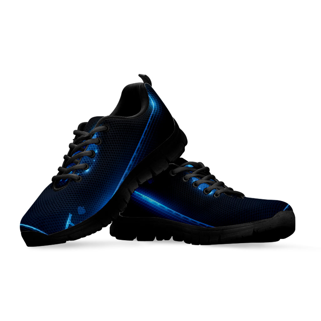 Blue Ace Card Print Black Sneakers