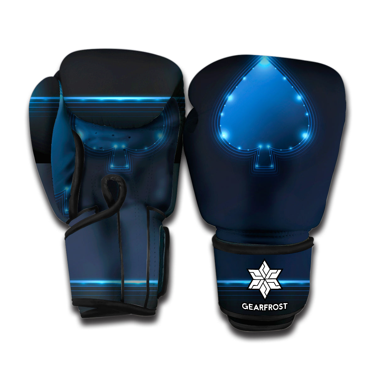 Blue Ace Card Print Boxing Gloves