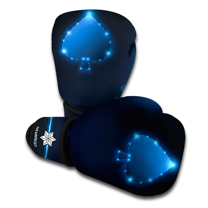 Blue Ace Card Print Boxing Gloves