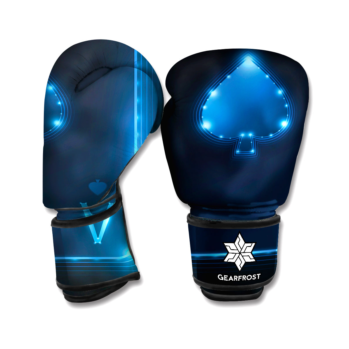 Blue Ace Card Print Boxing Gloves