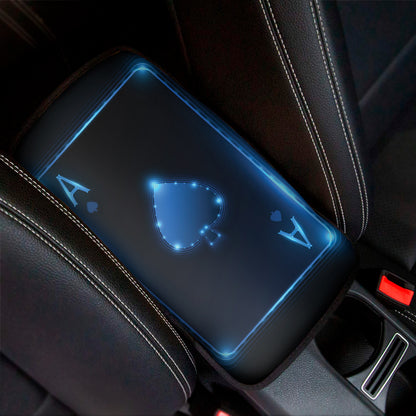 Blue Ace Card Print Car Center Console Cover