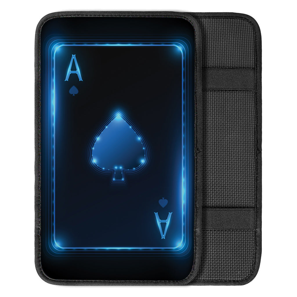 Blue Ace Card Print Car Center Console Cover