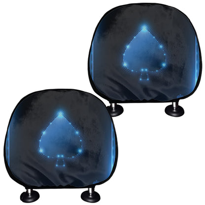 Blue Ace Card Print Car Headrest Covers