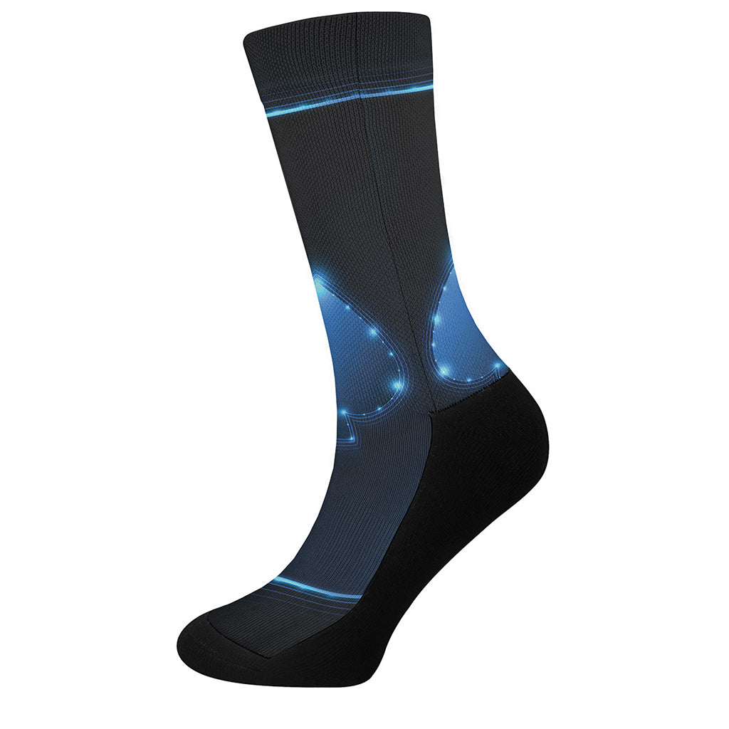 Blue Ace Card Print Crew Socks