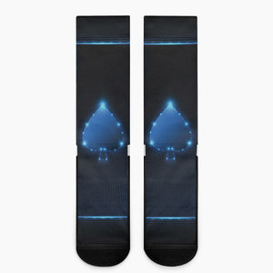 Blue Ace Card Print Crew Socks