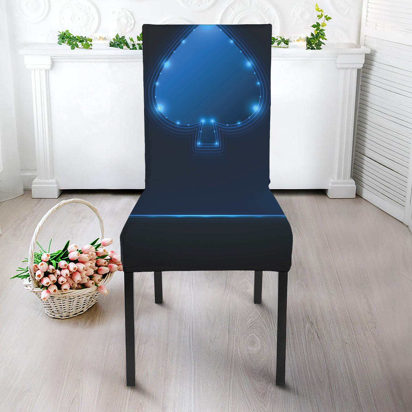 Blue Ace Card Print Dining Chair Slipcover