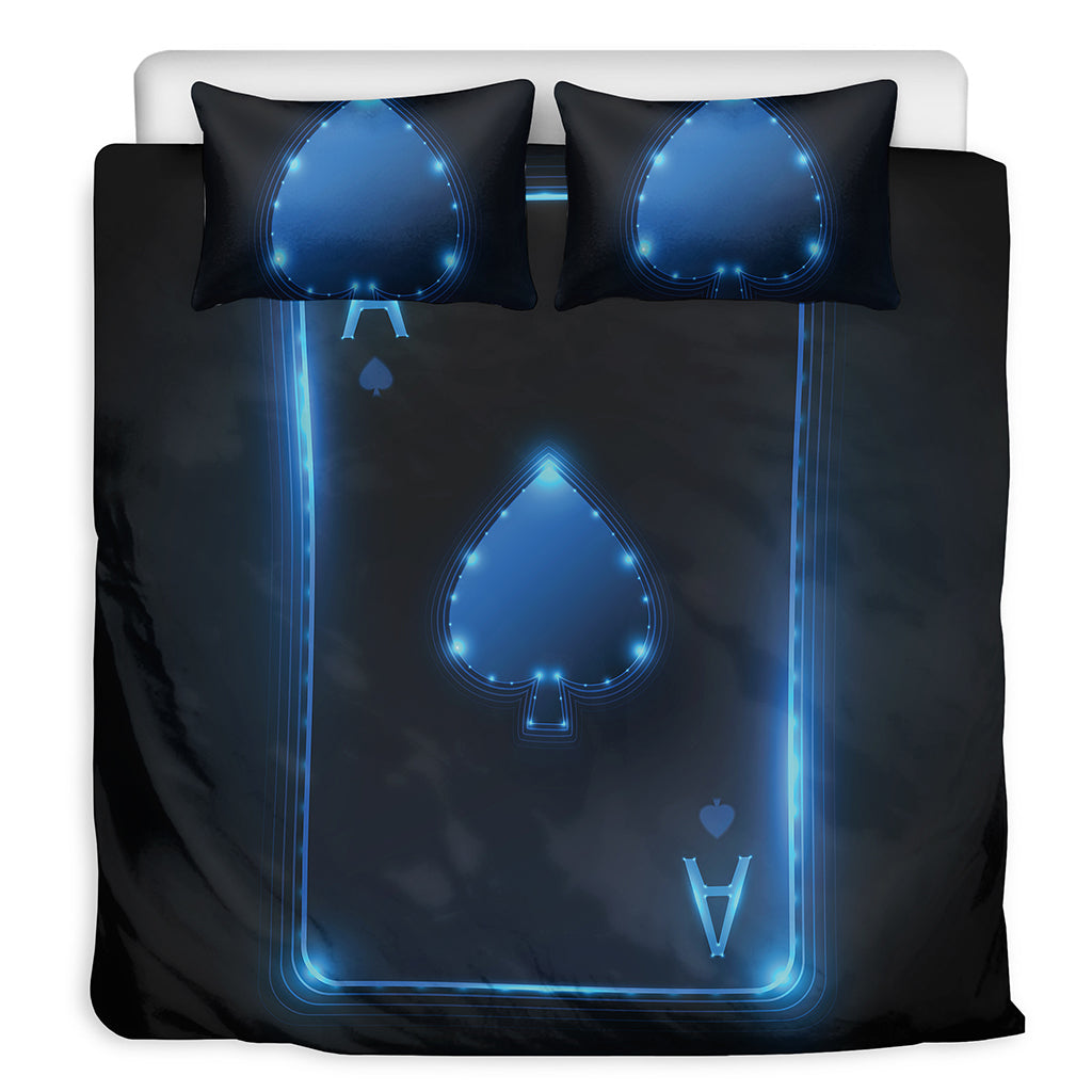 Blue Ace Card Print Duvet Cover Bedding Set