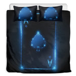 Blue Ace Card Print Duvet Cover Bedding Set