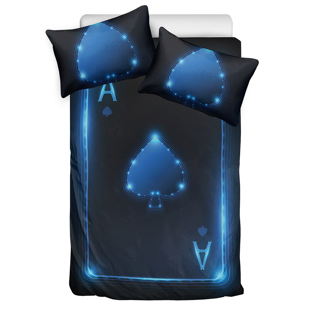 Blue Ace Card Print Duvet Cover Bedding Set