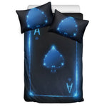 Blue Ace Card Print Duvet Cover Bedding Set