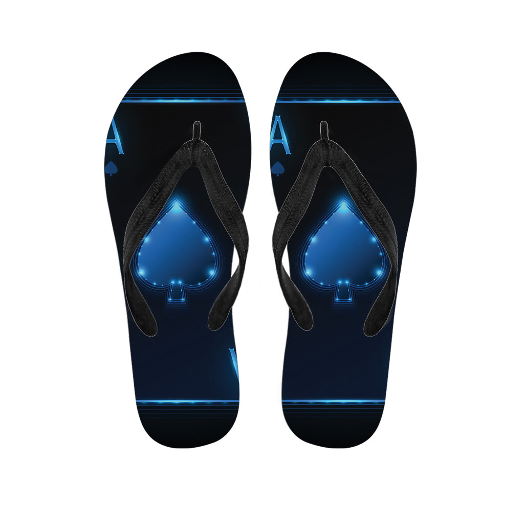 Blue Ace Card Print Flip Flops