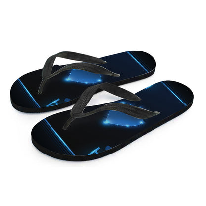 Blue Ace Card Print Flip Flops