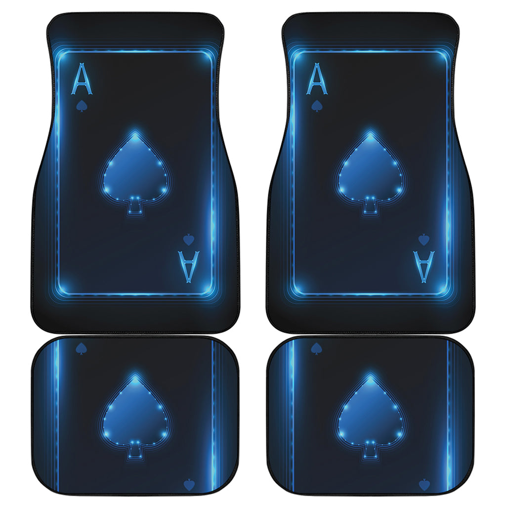 Blue Ace Card Print Front and Back Car Floor Mats