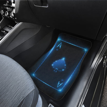 Blue Ace Card Print Front and Back Car Floor Mats