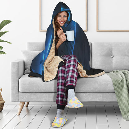 Blue Ace Card Print Hooded Blanket