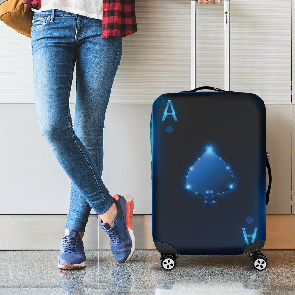 Blue Ace Card Print Luggage Cover