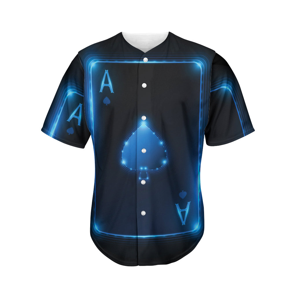 Blue Ace Card Print Men's Baseball Jersey