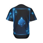 Blue Ace Card Print Men's Baseball Jersey