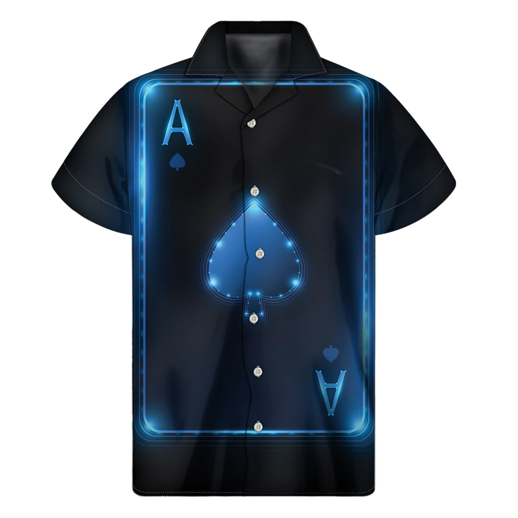 Blue Ace Card Print Men's Short Sleeve Shirt