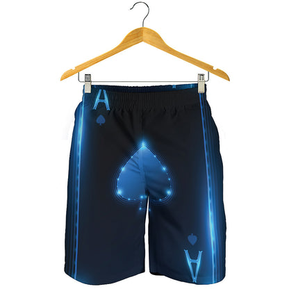 Blue Ace Card Print Men's Shorts