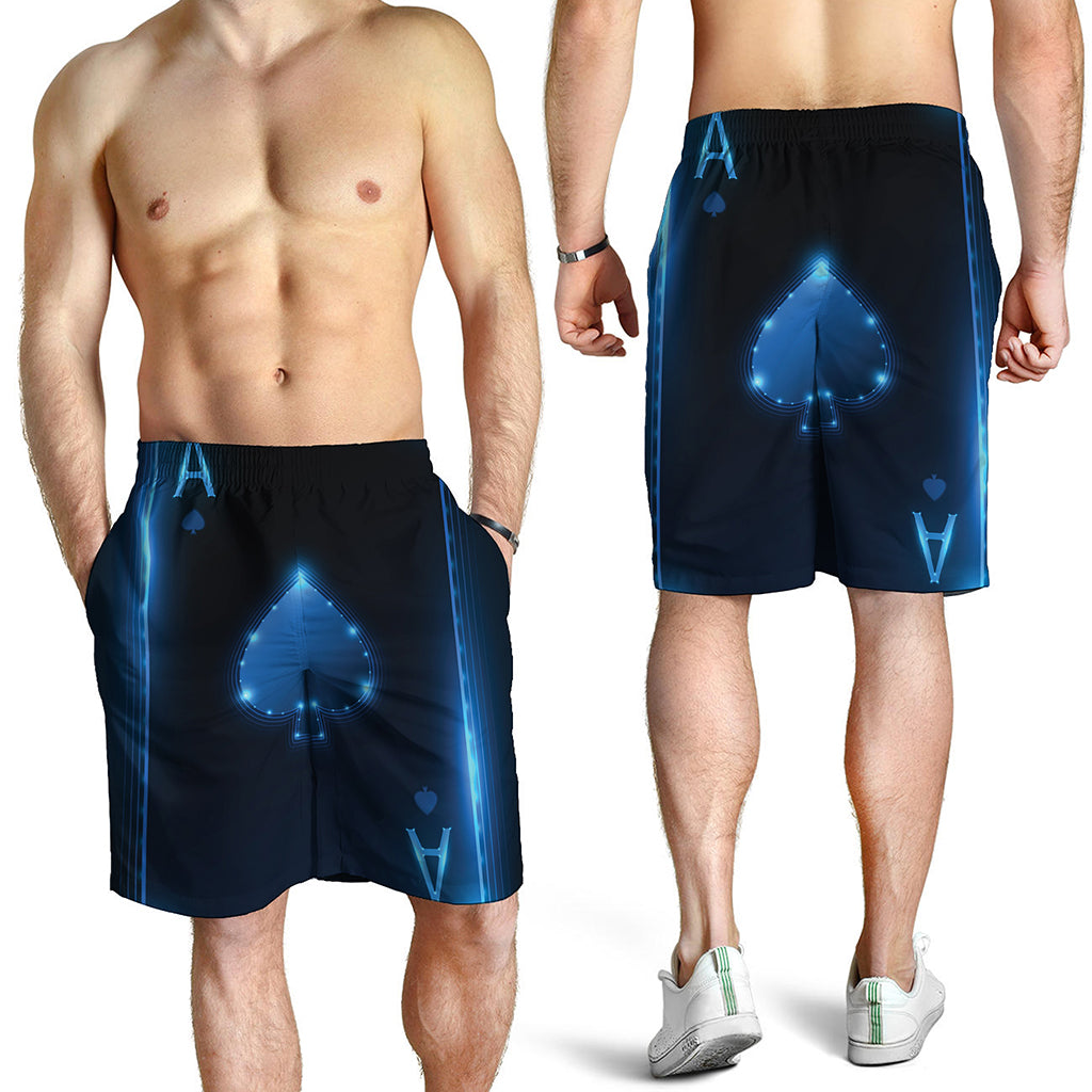 Blue Ace Card Print Men's Shorts