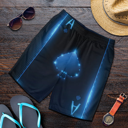 Blue Ace Card Print Men's Shorts