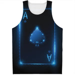 Blue Ace Card Print Men's Tank Top