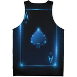 Blue Ace Card Print Men's Tank Top