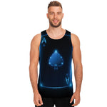 Blue Ace Card Print Men's Tank Top
