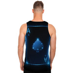Blue Ace Card Print Men's Tank Top