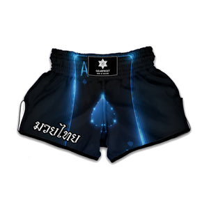 Blue Ace Card Print Muay Thai Boxing Shorts