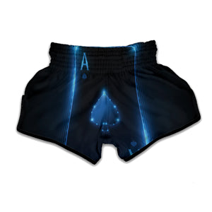 Blue Ace Card Print Muay Thai Boxing Shorts