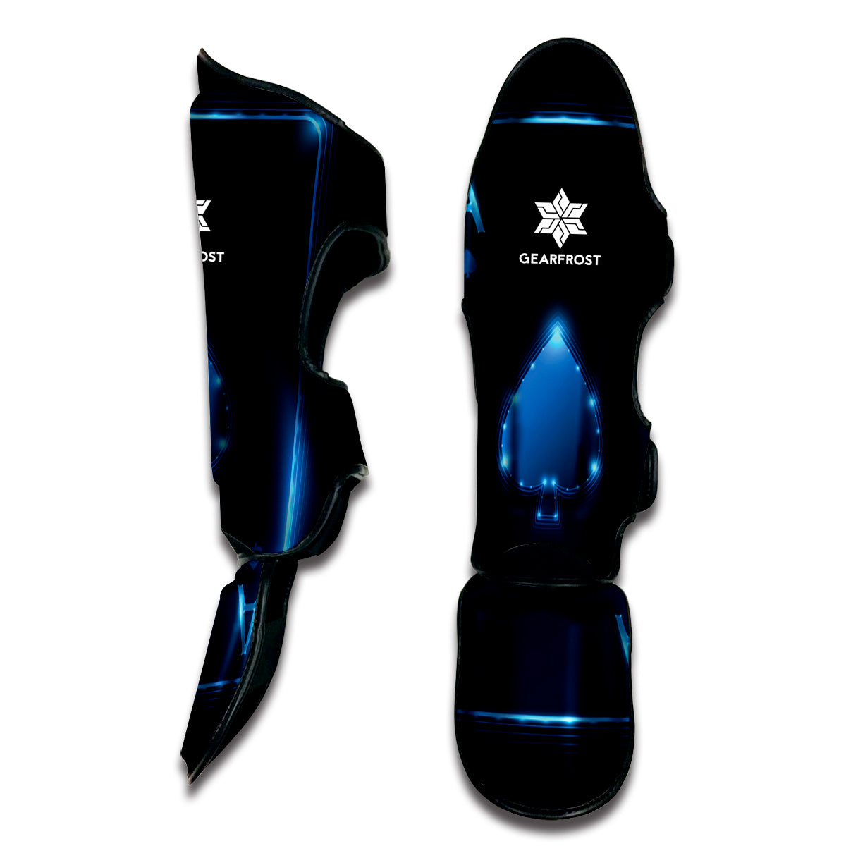 Blue Ace Card Print Muay Thai Shin Guard